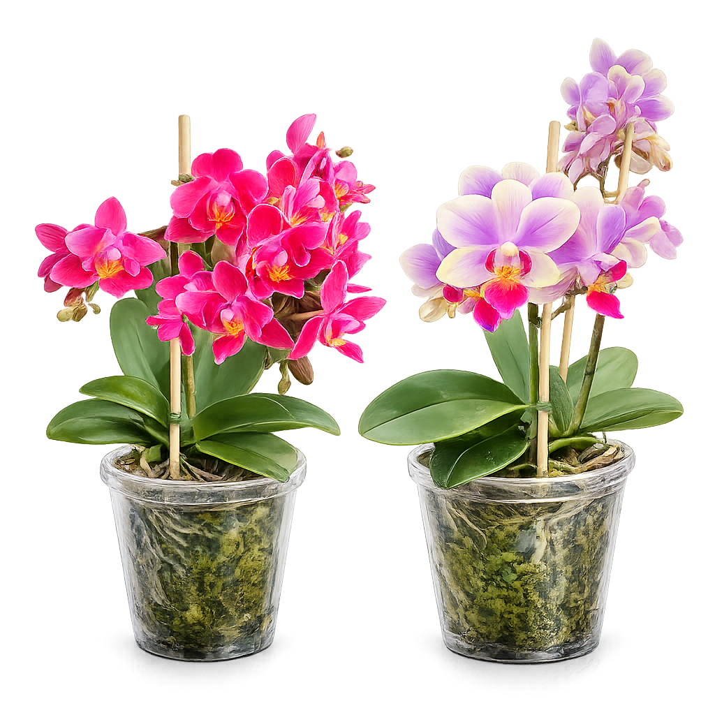 Combo Pack of 2 Colors Phalaenopsis plants with flower